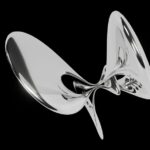 A metal object with a black background